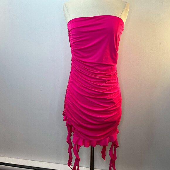 Thirty Thirty Women's Pink Ruched Mini Dress - Juniors Large - NWT - Picture 1 of 6